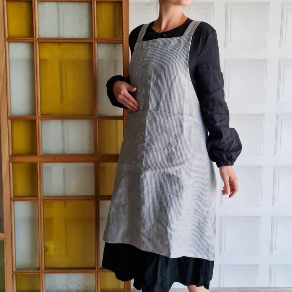 Japanese Linen Apron Pinafore size M/L/XL